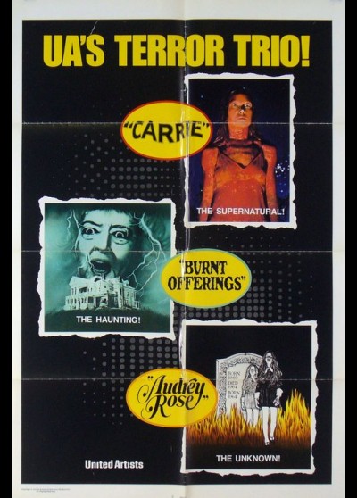 UA'S TERROR TRIO CARRIE / BURNT OFFERINGS / AUDREY ROSE movie poster