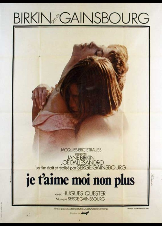 Film Je T'aime Moi Non Plus poster JE T'AIME MOI NON PLUS Serge Gainsbourg - CINESUD movie posters