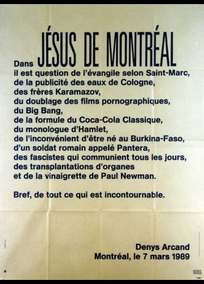 JESUS DE MONTREAL movie poster