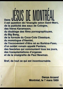 affiche du film JESUS DE MONTREAL